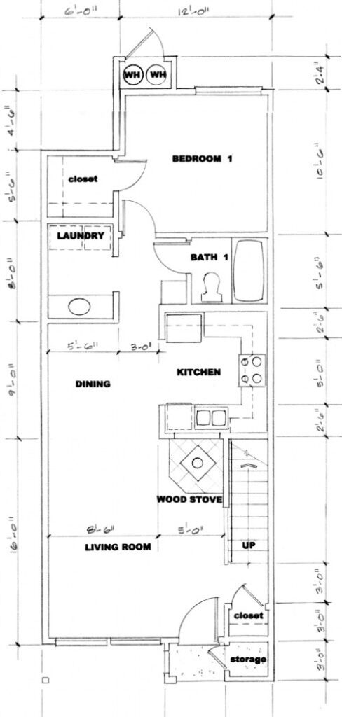 three bedroom floor plan downstairs
